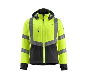 Veste polaire à capuche jaune haute visibilité pour homme avec bandes réfléchissantes, fermeture éclair coupe-vent, polyester, vêtements de travail d'hiver - Product Image 6