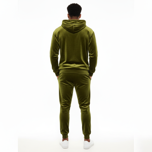 Conjunto Deportivo de 2 Piezas para Hombre, Talla Grande, Invierno, Estampado Sólido, Sudadera con Capucha de Terciopelo, Manga Larga, Informal, para Correr - Product Image 6