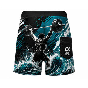 กางเกงขาสั้นออกกำลังกายผู้ชายแบบกำหนดเอง พิมพ์ลายกราฟิก 3 มิติ แห้งเร็ว สำหรับเล่นเซิร์ฟและว่ายน้ำ ผ้าสี่ทิศทาง ยืดหยุ่นได้ ผลิตโดยผู้ผลิต OEM ODM - Product Image 3