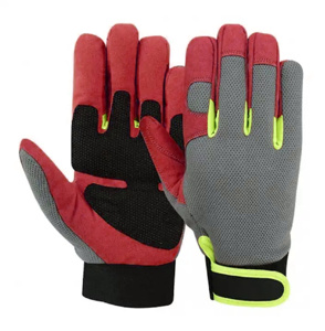 ถุงมือช่างหนังสังเคราะห์เสริมแรงคุณภาพพรีเมียม ป้องกันแรงสั่นสะเทือน ป้องกันมือและแขน สำหรับงานอุตสาหกรรม - Product Image 2