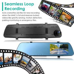 Caméra de tableau de bord DVR 1080P 4,3 pouces pour voiture, enregistrement en boucle à 140 degrés, détection de mouvement, caméscope avec fonction image dans l'image - Product Image 2