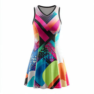 Robes de netball imprimées pour femmes, 100% polyester, col en V, sans manches, légères, uniformes d'entraînement de netball - Product Image 4