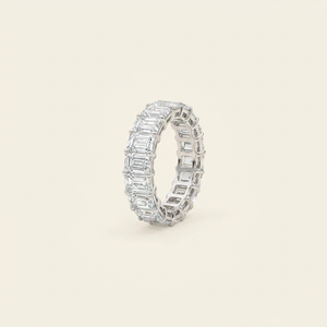 Bague de cocktail unisexe AMBER JEWELS en argent 925 plaqué argent avec moissanite taille baguette sertie à griffes, style tendance, bague de fiançailles - Product Image 4