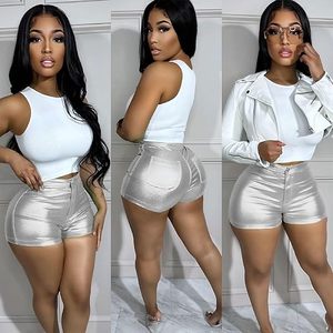 Women's Faux Leather <b>Shorts</b> with Pockets High Waist PU Leather <b>Shorts</b> OEM ODM Supplier - Product Image 3