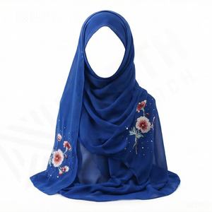 Voile musulman de haute qualité, nouveau châle hijab en mousseline de soie perlée respirant pour femme, brodé, long, doux et premium pour l'été - Product Image 5