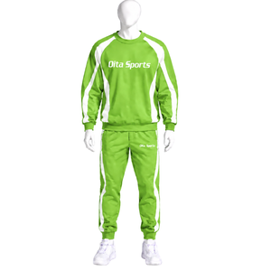 Conjunto Deportivo Unisex Verde Lima, Sudadera con Capucha y Pantalones Jogger, Franja Lateral en Contraste, Ropa Deportiva Informal para Entrenamiento - Product Image 1
