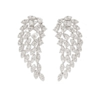 Boucles d'oreilles clous Ailes d'ange sophistiquées en or 14K plaqué rhodium avec diamants naturels taille brillant 1,18 carat total pour mariage
