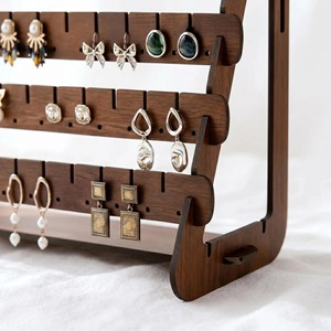 <b>Wooden</b> Earring Display Organizer With Multi Use Organization Ideal For Jewelry Rings Keys And Small Accessories Tabletop Decor - Product Image 3