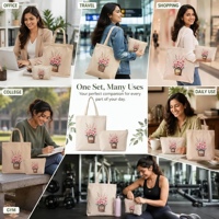 Borsa tote in tela ecologica con stampa floreale e citazione Bloom with Grace - Borsa per la spesa in cotone riutilizzabile per donna
