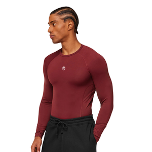 Compression Fit Long Sleeve Tshirt in <b>Red</b> for <b>Men</b> Gymwear Activewear and Workout Apparel with Stretchable Breathable Fabric - Product Image 3