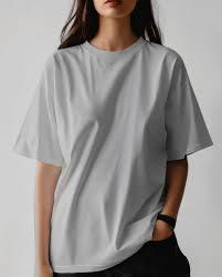 T-shirt ample en coton épais pour femme, coupe oversize, épaules tombantes, style décontracté - Product Image 3