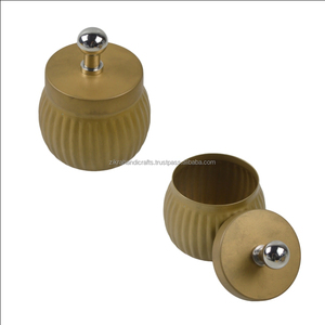 Conteneur de stockage d'épices bon marché avec couvercle, Pot à sucre décoré rond argent or de cuisine de plusieurs tailles - Product Image 3