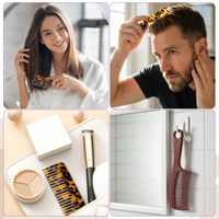 Peigne professionnel en acier inoxydable à dents larges, lot de 3, 2 peignes de voyage, 1 grand peigne à domicile avec manche, peigne démêlant pour cheveux bouclés