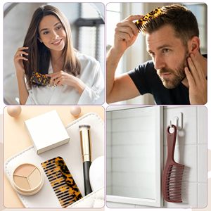 Professional Stainless Steel <b>Wide</b> Tooth <b>Comb</b> 3 Pack 2 Travel <b>Combs</b> 1 Large Home <b>Comb</b> With Handle Detangling <b>Comb</b> For Curly - Product Image 3