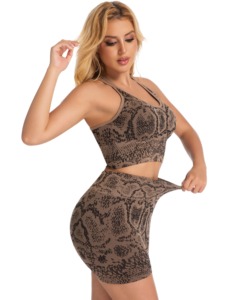 Nouvel ensemble de yoga pour femmes : soutien-gorge de sport et short de gym taille haute, tenue d'entraînement sans coutures, vêtements de fitness extensibles et respirants - Product Image 5