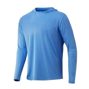 Men's Orange Hooded Long Sleeve Moisture Wicking <b>Polyester</b> <b>Shirt</b> Summer Regular Fit Solid Color Pullover Top - Product Image 5