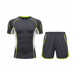Ensemble de vêtements de sport pour hommes, t-shirt et short de course, ensemble de fitness pour la salle de sport, entraînement, séchage rapide, léger, maille respirante, performance - Product Image 1