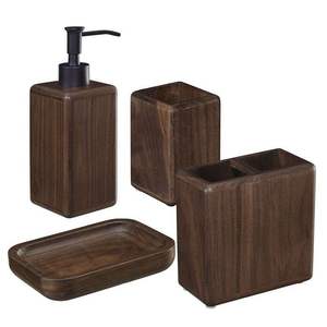 Juego de Accesorios de Baño de Madera Natural Hechos a Mano para Decoración, Diseño Atractivo, Juego de Baño de Lujo para Uso en el Hogar o Hotel - Product Image 2