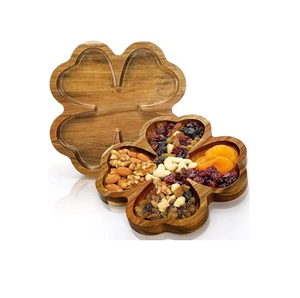 Plateau décoratif en bois en forme de fleur pour fruits secs, design rustique artisanal, à prix bas et abordable - Product Image 3