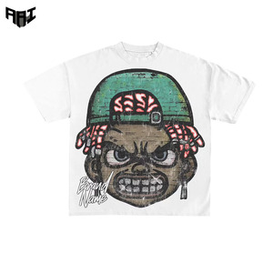 เสื้อยืดสตรีทแวร์พิมพ์ลายกราฟิกตามสั่ง เสื้อยืดคอกลมโอเวอร์ไซส์ผู้ชาย ผ้าฝ้าย 100% สไตล์ลำลอง แฟชั่นฤดูร้อนแบบอเมริกัน - Product Image 1