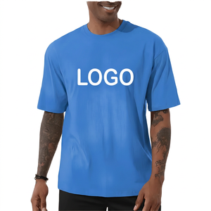 T-shirt en coton épais pour homme, coupe ample, logo personnalisé, manches courtes, streetwear, vêtements décontractés tendance - Product Image 2