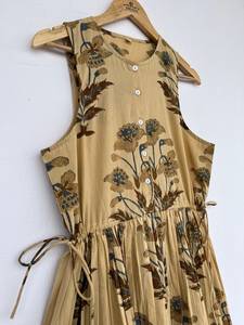 Femmes filles imprimé pur coton Maxi robe indien bloc imprimé décontracté été soirée à la mode en gros longue Midi en vrac - Product Image 4