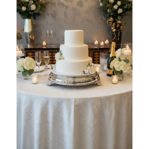 Support à gâteau en laiton couleur argent pour mariages, forme ronde, présentoir à gâteau et support à pâtisserie poli miroir - Product Image 1
