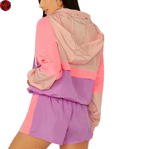 Women Windbreaker Shorts Set 2 Piece <b>Tracksuit</b> Hooded Jacket and Running Shorts Set Quick Dry Sports Outfit - Product Image 3