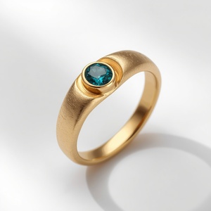 Bijoux pour femmes, bague en or massif 14 carats de forme organique, pierre précieuse verte naturelle, bijoux fins, fabrication sur mesure OEM - Product Image 3