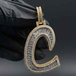 Colgante Hip Hop con Inicial de Letra C, Corte Baguette y Redondo, con Diamante Moissanita, Plata de Ley 925, Joyería Fina, Colgantes y Dijes - Product Image 3