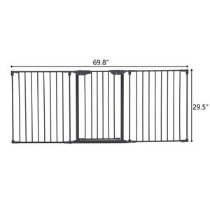 รั้วเตาผิงสีดำพับได้3ชิ้นขนาด179.2*74.8*2ซม. อุปกรณ์ป้องกัน - Product Image 2