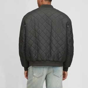 OEM Custom Men's High Quality 100% Polyester Diamond Quilted Varsity Jacket with Front Embroidery Patches Zip Bomber Coat 2027 - Product Image 5