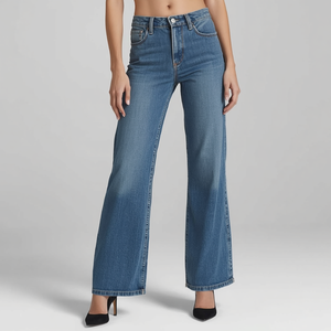 Women Wide Leg Jeans Comfortable Fashion Loose Fit Denim <b>Pants</b> with OEM ODM Customization - Product Image 1