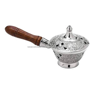 กระถางธูปหอมทองเหลืองชุบนิกเกิลพร้อมด้ามไม้เป็นมิตรกับสิ่งแวดล้อมและทนทานดีไซน์พิเศษ - Product Image 4