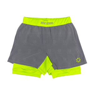 Shorts de sport pour hommes à séchage rapide, 2-en-1, mi-longs, avec accents réfléchissants, poches extensibles, couleur unie, 1 pièce, pour musculation - Product Image 1