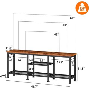 Meuble TV pour téléviseurs jusqu'à 55 pouces, centre de divertissement moderne avec étagères ouvertes - Product Image 2