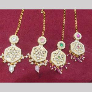 Jewelemarket Maangtikka Chapado en Oro Rosa Claro con Cristales y Colgantes de Perlas - Product Image 1