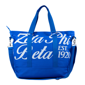 Sac fourre-tout en toile Zeta Phi Beta bleu roi avec lettres grecques, sac à bandoulière durable pour la sororité, idéal pour les voyages et l'usage quotidien - Product Image 2