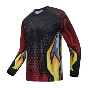 เสื้อเจอร์ซีย์วิบาก Flame Motocross แบบกำหนดชื่อและหมายเลขได้ สำหรับผู้ชาย เสื้อแข่งรถวิบาก MX สำหรับขี่มอเตอร์ไซค์ออฟโรด แขนยาว - Product Image 2