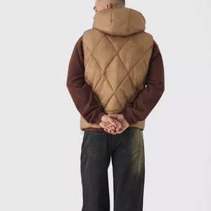 Veste matelassée pour homme avec col montant et fermeture éclair, veste à bulles épaisse pour homme avec doublure en polaire chaude - Product Image 3