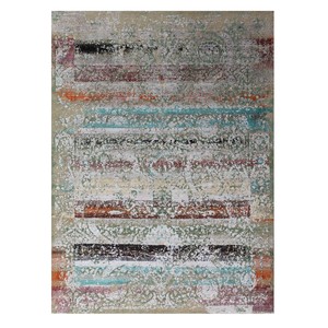 Alfombra de Lana Anudada a Mano, Diseño de Rayas Multicolor Desgastadas, de Pelo Corto, para Sala de Estar, Dormitorio, Comedor - Product Image 5
