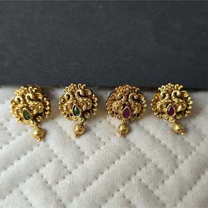 Amethyst Pearl Quartz Peacock Earrings 24K Gold Plated Bohemian Tassel Design - Product Image 1