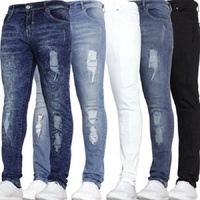 Nouvelle Arrivée Jean Homme Vintage en Denim Délavé Coupe Droite Ample et Stylée en Coton Bleu avec Broderie à Carreaux et Logo Personnalisable