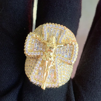 Bague pour homme en argent sterling avec zircon, sertie pavé, aspect glacé intense, pour événements de mode hip-hop, style rappeur, mariages