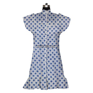 Custom Made Block Printed Cotton Short Sleeveless <b>Tops</b> Ideal For Women's Clothing Beautiful Hand Block Print Cotton Tunic <b>Dress</b> - Product Image 6