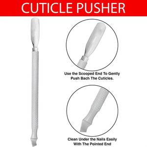 Empujador de Cutículas de Acero Inoxidable de Doble Punta para Manicura con Agarre Texturizado y Diseño de Doble Cabeza - Product Image 3
