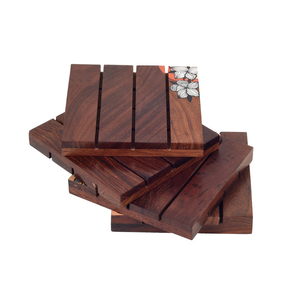 Engraved Wooden Tea Coaster Decorative Handmade Cup Holder for Home <b>Kitchen</b> <b>Accessories</b> - Product Image 5