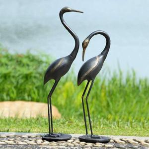Figurines décoratives d'extérieur pour la maison, ensemble de 2 sculptures de héron en bronze grandeur nature, fournitures de jardin - Product Image 3