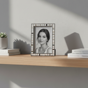 Exclusive Handmade Customized Mother of Pearl Inlay <b>Deep</b> Shadow Photo <b>Frame</b> Stainless Steel Border Luxury Picture <b>Frame</b> Decor - Product Image 3