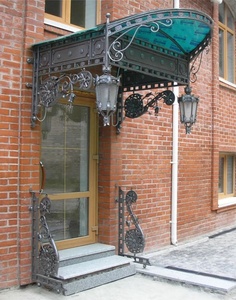Toldo de Metal Decorativo para Exteriores con Techo de Vidrio y Estructura de Hierro Victoriano, Resistente a la Corrosión y a los Rayos UV, para Entrada de Villa - Product Image 3